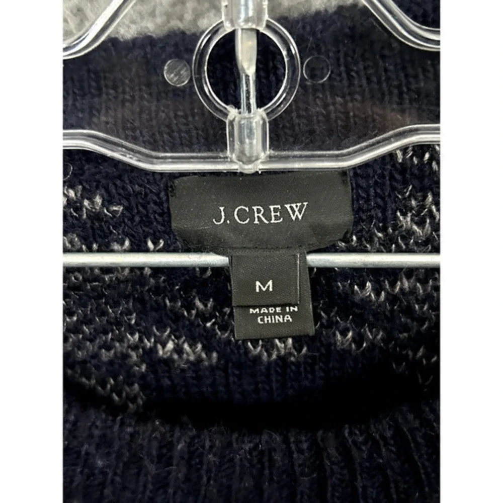 J Crew Sweater Mens Medium‎ Blue Gray Check Linen Wool Alpaca Long Sleeve Adult